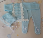 Conjunto verano celeste / blanco